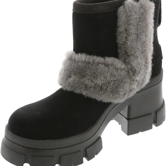 UGG Women's Brooklyn Black Suede Sunburst Platform Ankle Boots. Sz: 10 - Picture 2 of 11